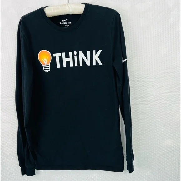Nike Long Sleeve Black Think light bulb T-Shirt Men's Size Small - Picture 3 of 10